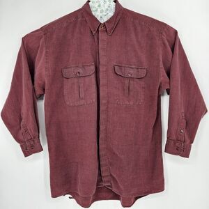 Vintage Cellini Shirt Mens Extra Large‎ Maroon Button Down Casual Long Sleeve XL